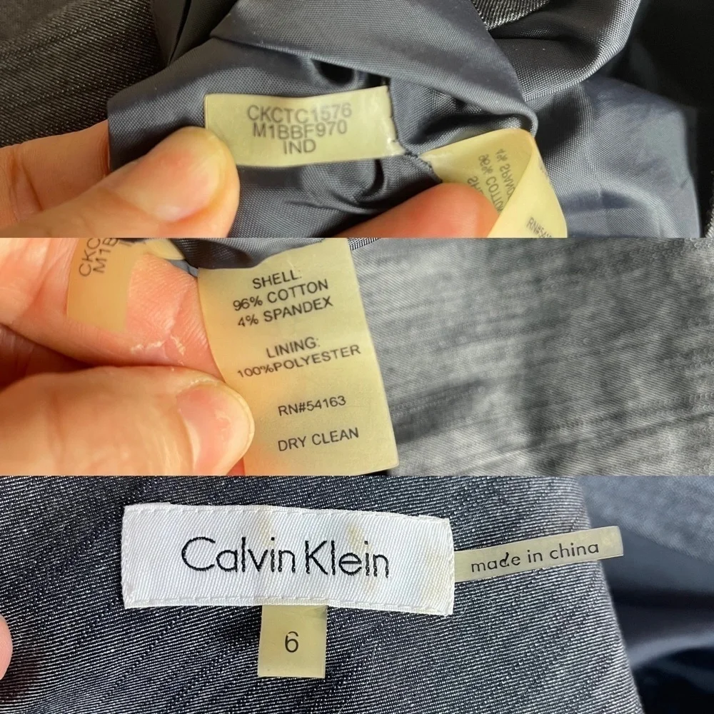 Calvin Klein gray cotton blend V-neck dress women’s size 6 Calvin Klein - Picture 13 of 13